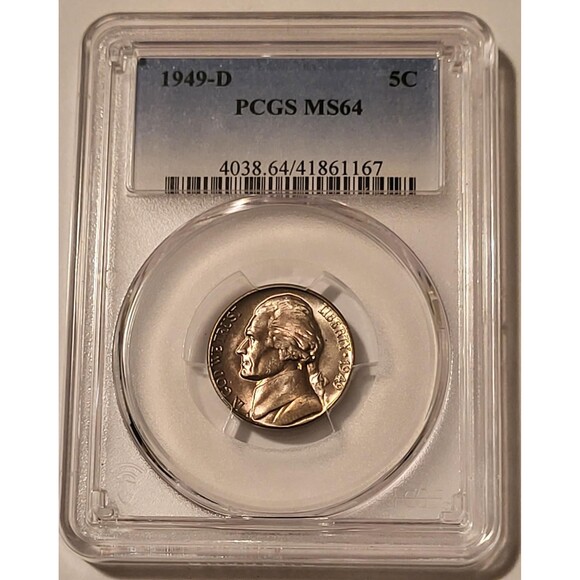 1949 D Jefferson Nickel MS64 PCGS Toning - Picture 1 of 4